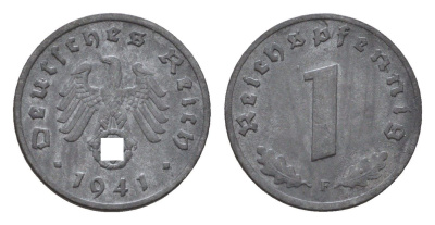 Германия 1 рейхспфенниг 1941 F KM 97, J. 369 цинк 54-332