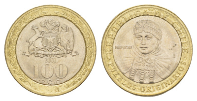Чили 100 песо 2001 KM 236 биметалл UNC 4641-527