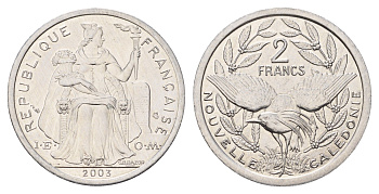 Новая Каледония 2 франка 2003 KM 14 алюминий UNC 213-135