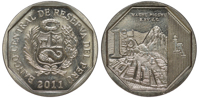 Перу 1 новый соль 2011 Мачу-Пикчу KM 346 медно-никель UNC 4605-247
