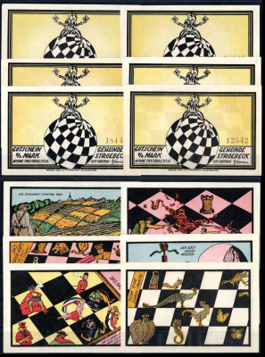 Штрёбек (Пруссия, Саксония) полный набор из 6 нотгельдов (1/2 марки) 1921 Mehl Grabowski 1285.4a бумага UNC (пресс) 7556-61-3-2