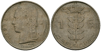 Бельгия 1 франк 1971 Belgique, Бодуэн I (1951-1993) KM 142 медно-никель 4138-232