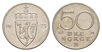 Норвегия 50 эре 1975 Улаф V (1957-1991) KM 418 медно-никель 4635-443