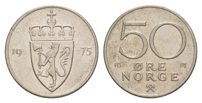 Норвегия 50 эре 1975 Улаф V (1957-1991) KM 418 медно-никель 4635-443