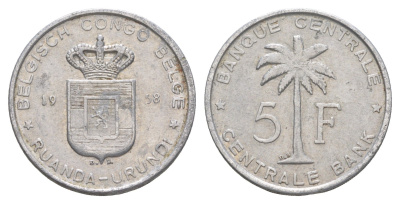 Руанда-Урунди 5 франков 1958 KM 3 алюминий 4652-116