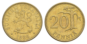 Финляндия 20 пенни 1986 KM 47 алюминиевая бронза 4648-435