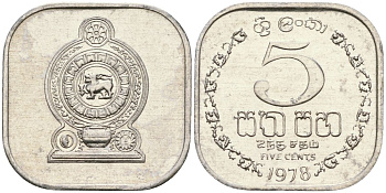 Шри-Ланка 5 центов 1978 KM 139a алюминий 4136-621