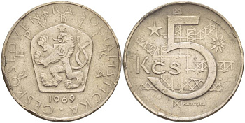 чехословакия 5 крон 1969 KM 60 медно-никель 4551-732
