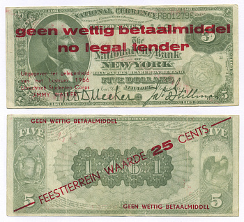 Нидерланды 25 центов 1966 не является платежным средством, нотгельд, юбилей студенческого братства Утрехта Jimmy Walker   бумага   444-48-1-2