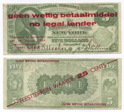 Нидерланды 25 центов 1966 не является платежным средством, нотгельд, юбилей студенческого братства Утрехта Jimmy Walker   бумага   444-48-1-2