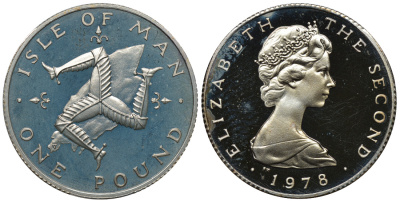 Остров Мэн 1 фунт 1978 Елизавета II (1952-2022), герб КМ 44a серебро PROOF 4390-422