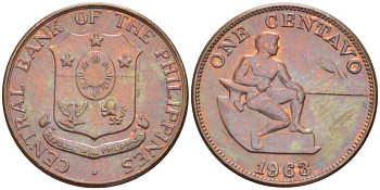 Филиппины 1 сентаво 1963 KM 186 бронза aUNC 4516-313