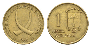 Экваториальная Гвинея 1 песета 1969 KM 1 алюминиевая бронза 4617-114