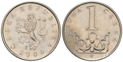 Чехия 1 крона 2006 b’ KM 7 сталь плакированная никелем aUNC 4516-331