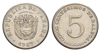 Панама 5 сентесимо 1967 KM 23.2 медно-никель UNC 4644-111