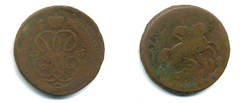 РОССИЯ 1 КОПЕЙКА 1759 медь 61-622