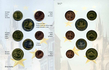 Чехия набор из 8 монет 2004 европробники, в оригинальном картонном буклете, тираж 14000 экз. 5-6-3-48