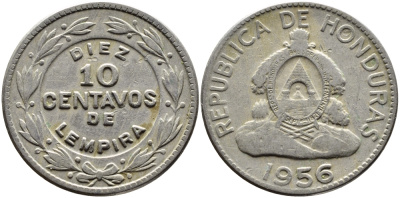 Гондурас 10 сентаво 1956 KM 76.1 медно-никель 4390-127