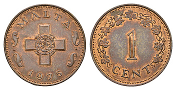 Мальта 1 цент 1975 KM 8 бронза 4148-853