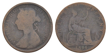 Великобритания 1/2 пенни 1894 Виктория (1837-1901) KM 754, Spink 3956 бронза 51-5557