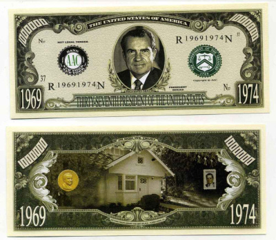 США 1000000 ДОЛЛАРОВ ND СУВЕНИРНАЯ БАНКНОТА, ПРЕЗИДЕНТ РИЧАРД НИКСОН, 37 ПРЕЗИДЕНТ АМЕРИКИ (1969-1974) бумага UNC (ПРЕСС) 8588-70-2-1