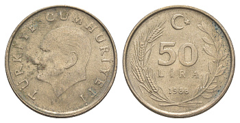 Турция 50 лир 1986 Кемаль Ататюрк KM 966 медь цинк никель 4648-835