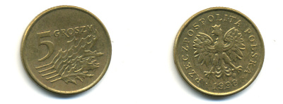 Польша 5 грошей 1998 MW KM 278, Parchimowicz 703e латунь 3999-1127