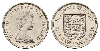 Джерси 5 пенсов 1968 герб, Елизавета II (1952-2022) KM 32 медно-никель aUNC 4118-342