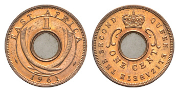 Британская Восточная Африка 1 цент 1961 Елизавета II (1952-2022), редкий год KM 35 бронза UNC 633-732