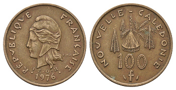 Новая Каледония 100 франков 1976 KM 15 никель латунь 4574-1013