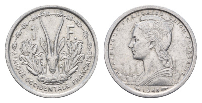 Французская Западная Африка 1 франк 1948 KM 3 алюминий 87-1211