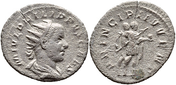 Римская Империя антониниан 244-247 Филипп II PRINCIPI IVVENT Рим Good Very fine RIC 217 серебро 270-123