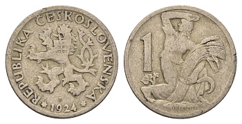 Чехословакия 1 крона 1924 KM 4 медно-никель 4673-923