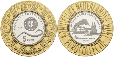 Португалия 5 евро 2006 ЮНЕСКО, Сохранение культурного ландшафта Синтры, коллекция Нидерландского монетного двора KM 769 a серебро PROOF 11-060-33