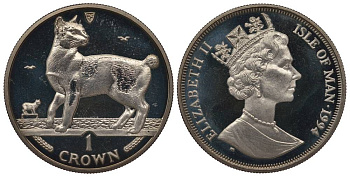 Остров Мэн 1 крона 1994 Японский бобтейл KM 381 медно-никель UNC 1068-6-31