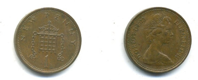 Великобритания 1 пенни 1971 Елизавета II (1952-2022) KM 915, Spink 4237 (B1) бронза 35-734