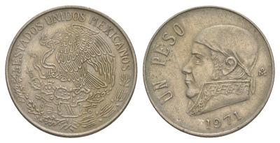 Мексика 1 песо 1971 Хосе Мария Морелос KM 460 медно-никель 4646-332