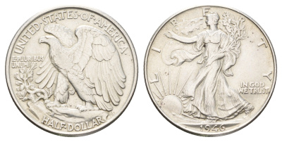 США 1/2 доллара (50 центов) 1946 KM 142 серебро 3711-915