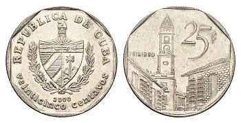 Куба 25 сентаво 2000 площадь в Тринидаде KM 577 сталь плакированная никелем 4663-331