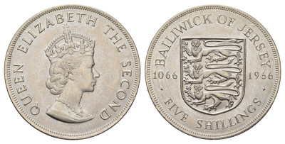 Джерси 5 шиллингов 1966 900 лет битве при Гастингсе, в запайке, тираж 30.000 экземпляров KM 28 медно-никель BU 74-925