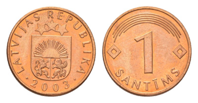 Латвия 1 сантим 2003 KM 15 сталь плакированная медью UNC 4627-735
