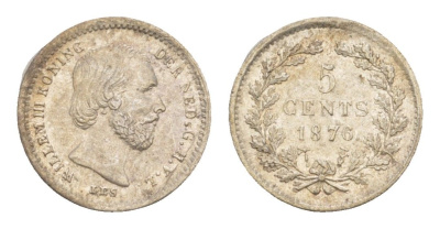 Нидерланды 5 центов 1876 Виллем III (1849-1890) KM 91 серебро aUNC 5010-512