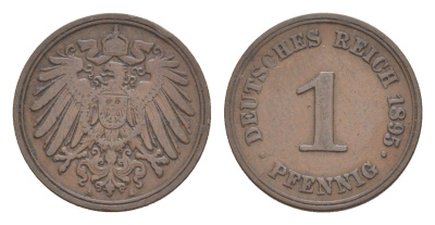 Германия 1 пфенниг 1895 A, Вильгельм II (1888-1918) KM 10, J. 10 медь 4639-1113