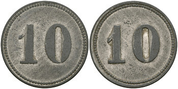 ФРАНЦИЯ 10 САНТИМОВ ND ПЛАТЕЖНЫЙ ЖЕТОН НАЧАЛА XX ВЕКА, ЦИФРЫ НОМИНАЛА 13 ММ., ДИАМЕТР 24 ММ. цинк плакированный никелем 65-431