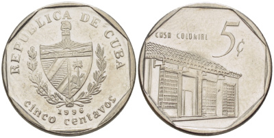 Куба 5 сентаво 1996 Casa colonire KM 575.2 сталь плакированная никелем 66-655