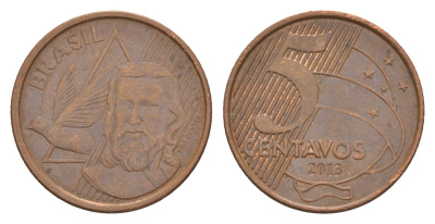 Бразилия 5 сентаво 2013 KM 648 сталь плакированная медью 4655-1061