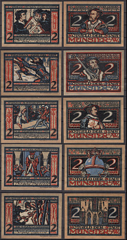 Мюнстер полный набор из 5 нотгельдов (2 марки) 1921 DeNG 2 916.2 бумага UNC (пресс) 7556-13-2-2