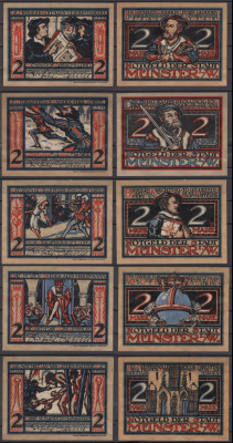 Мюнстер полный набор из 5 нотгельдов (2 марки) 1921 DeNG 2 916.2 бумага UNC (пресс) 7556-13-2-2