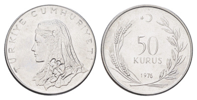 Турция 50 курушей 1976 Анатолийская невеста KM 899 нержавеющая сталь 4706-1143