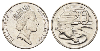 Австралия 20 центов 1994 KM 82 медно-никель UNC 202-141